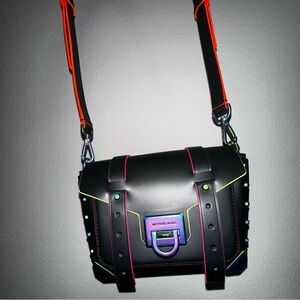 MICHAEL KORS MANHATTAN SM MESSENGER BLACK LEATHER BAG